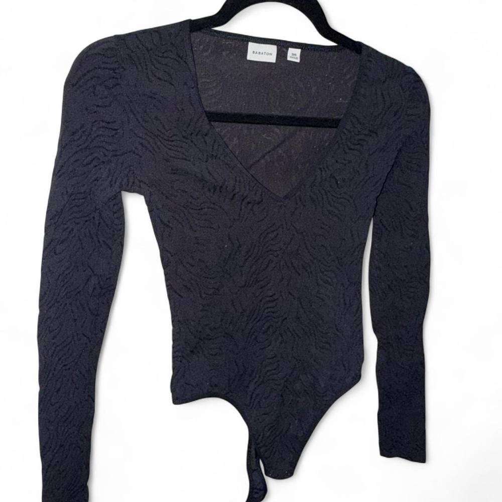 Babaton Black Fitted Patterned Bodysuit